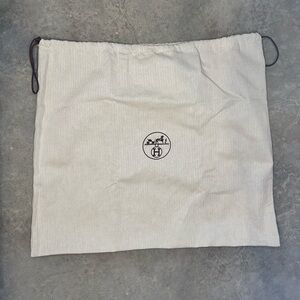 XL Authentic Hermès Beige Herringbone Canvas Dustbag